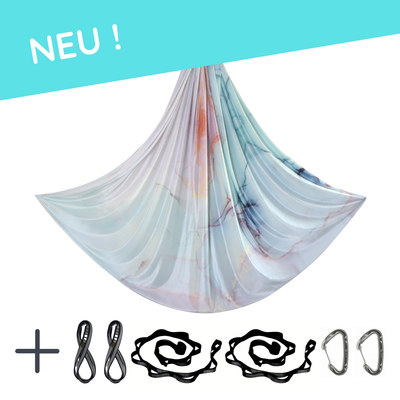 Aerial Yoga Hammock - Green Marbled - stretchable in width and length