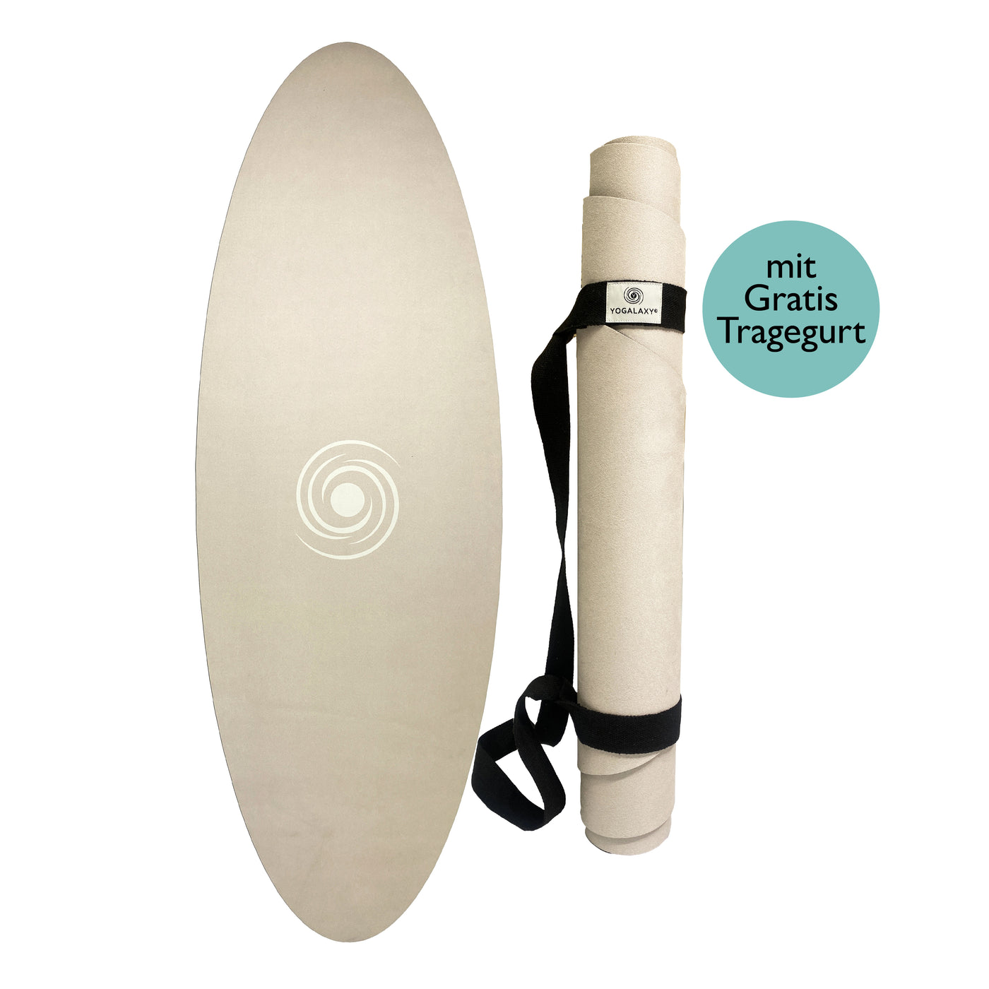 Ovale Yogamatte in Beige von Yogalaxy