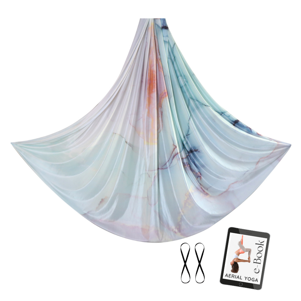 Aerial Yoga Tuch Aquarell von Yogalaxy mit Rundschlingen