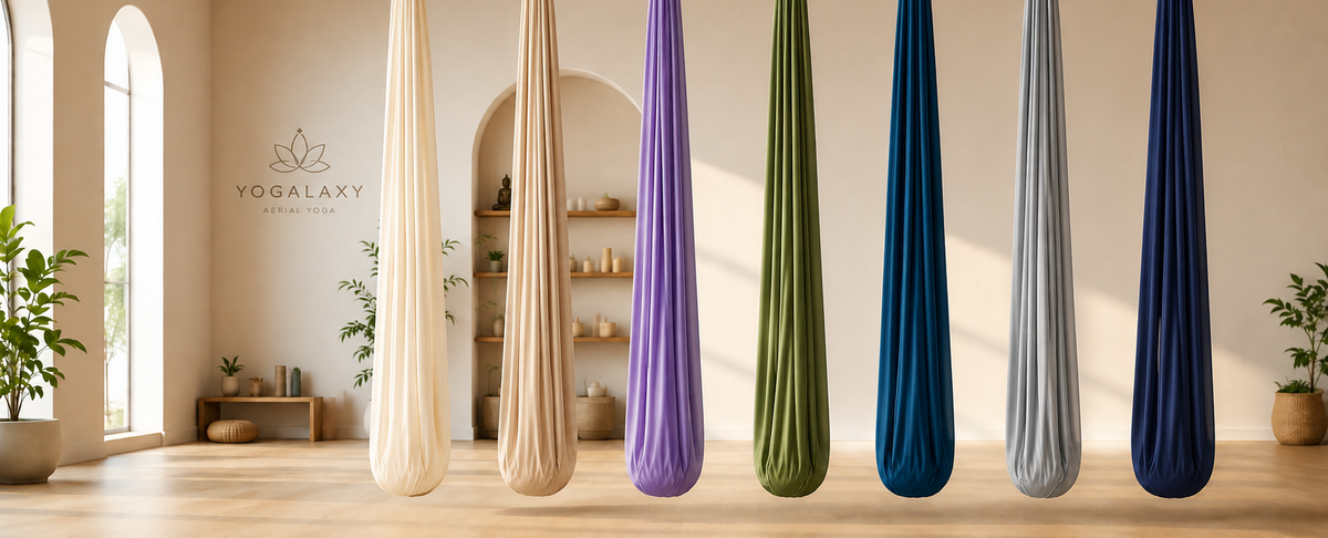 Yogalaxy Aerial Yoga Studio, Tücher in schönsten Farben