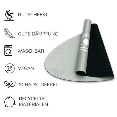 Yogalaxy Yogamatte mit Beschreibungen Salbei