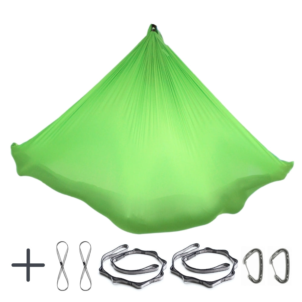 Aerial Yoga Tuch in Grün mit Zubehör von Yogalaxy