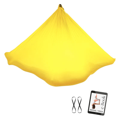 Aerial Yoga Tuch in Gelb mit Bindeschlingen von Yogalaxy