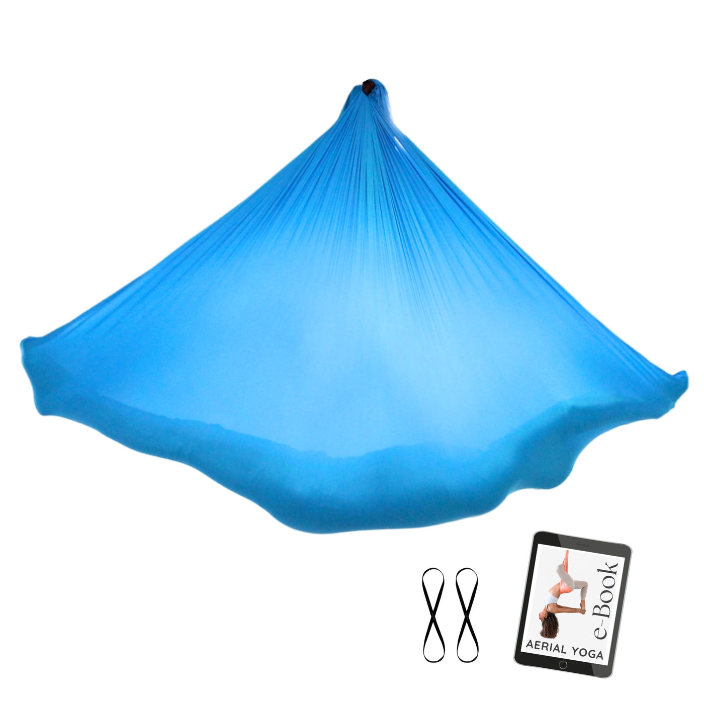 Aerial Yoga Tuch mit 2 Rundschlingen in Himmelblau von Yogalaxy